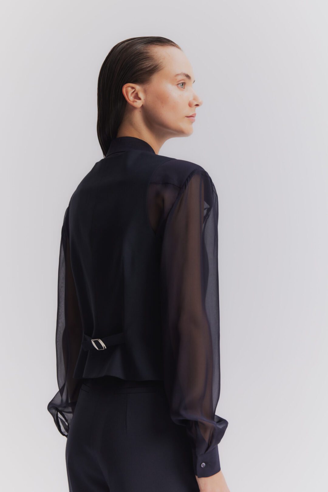 Navy wool women’s waistcoat - Image 4