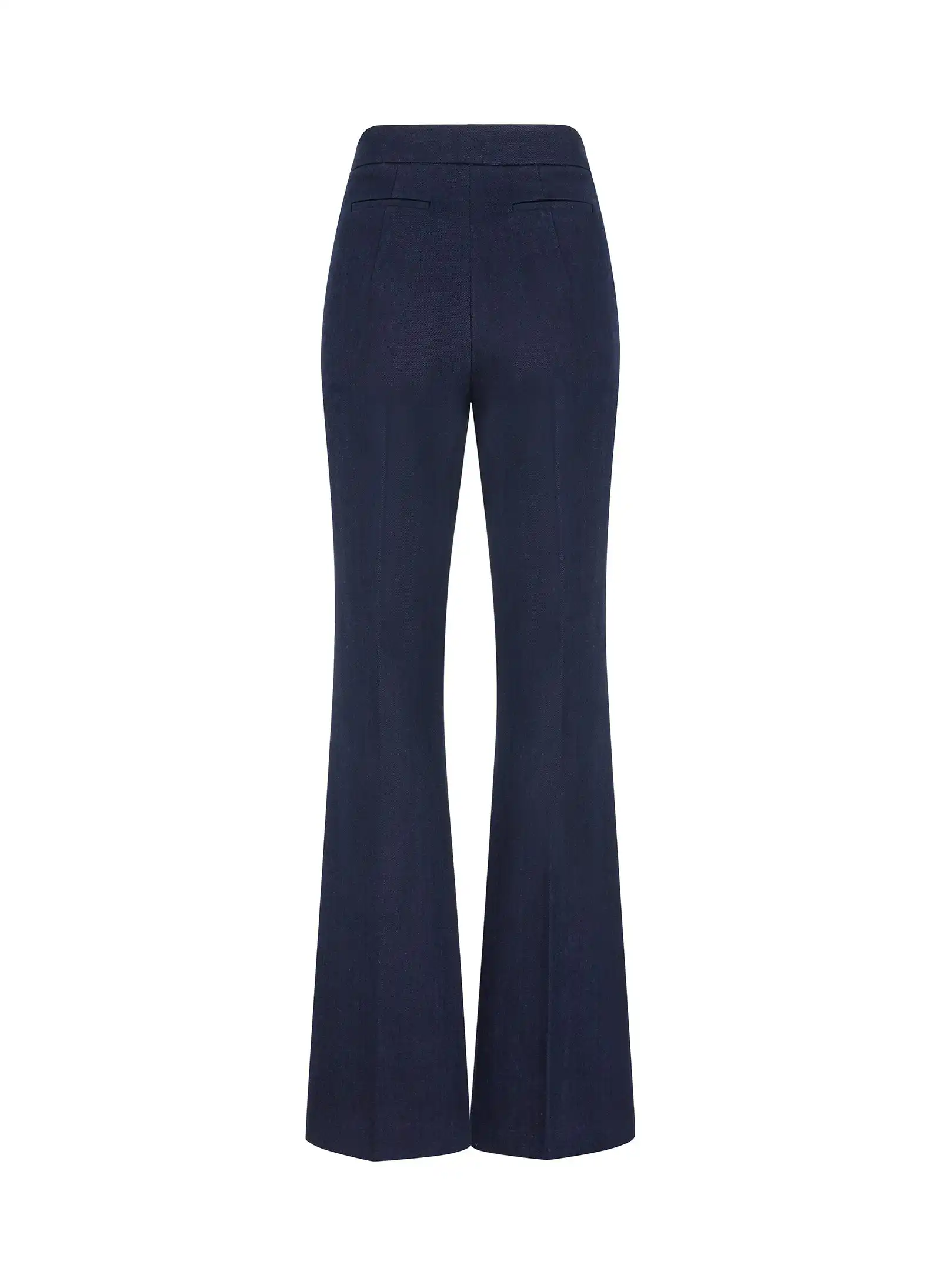 Women’s flared denim trousers in navy cotton - Image 4