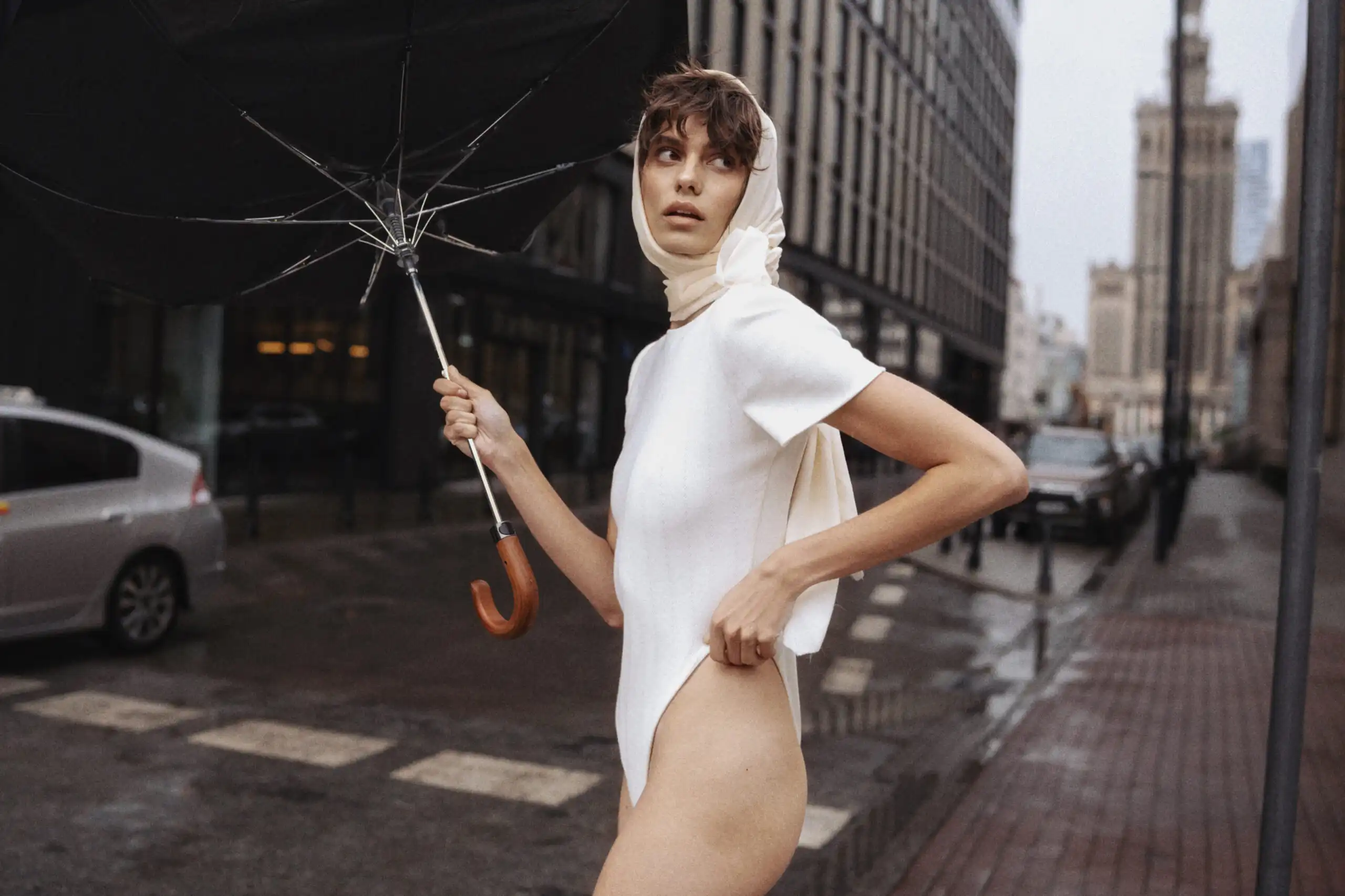 AMBER cream cotton bodysuit with a cut-out back neckline - Image 2