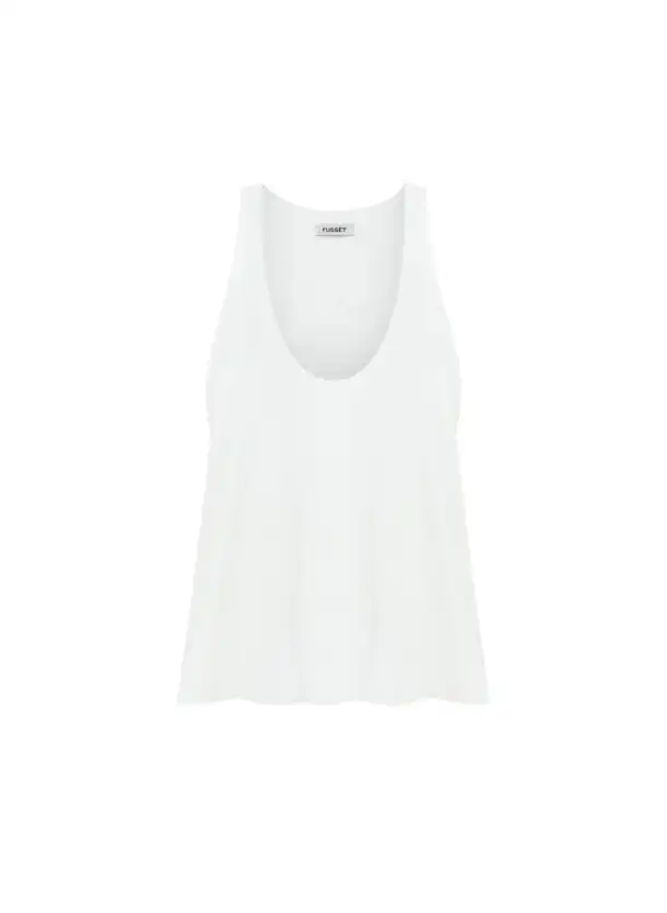 Wycieta bluzka na grubych ramiączkach Fussét TOP w kolorze bieli off-white
