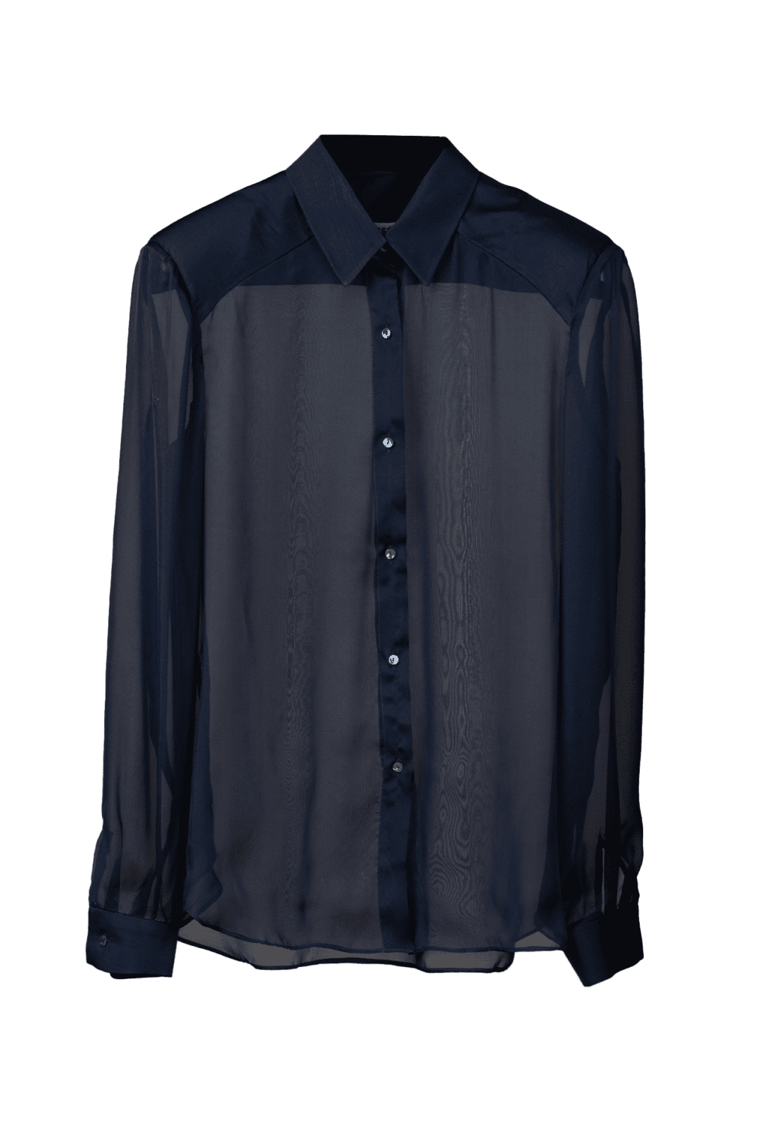 Sheer black shirt in cotton with a silk blend - Image 3