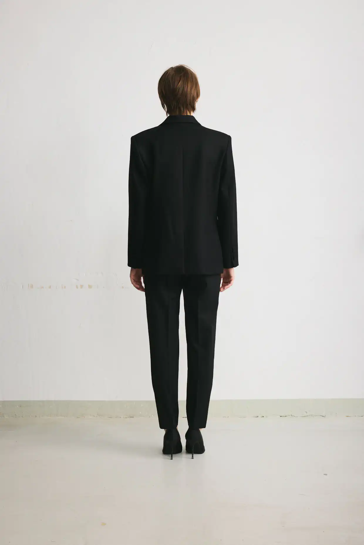 Black double-breasted wool blazer in a boxy fit - Image 3