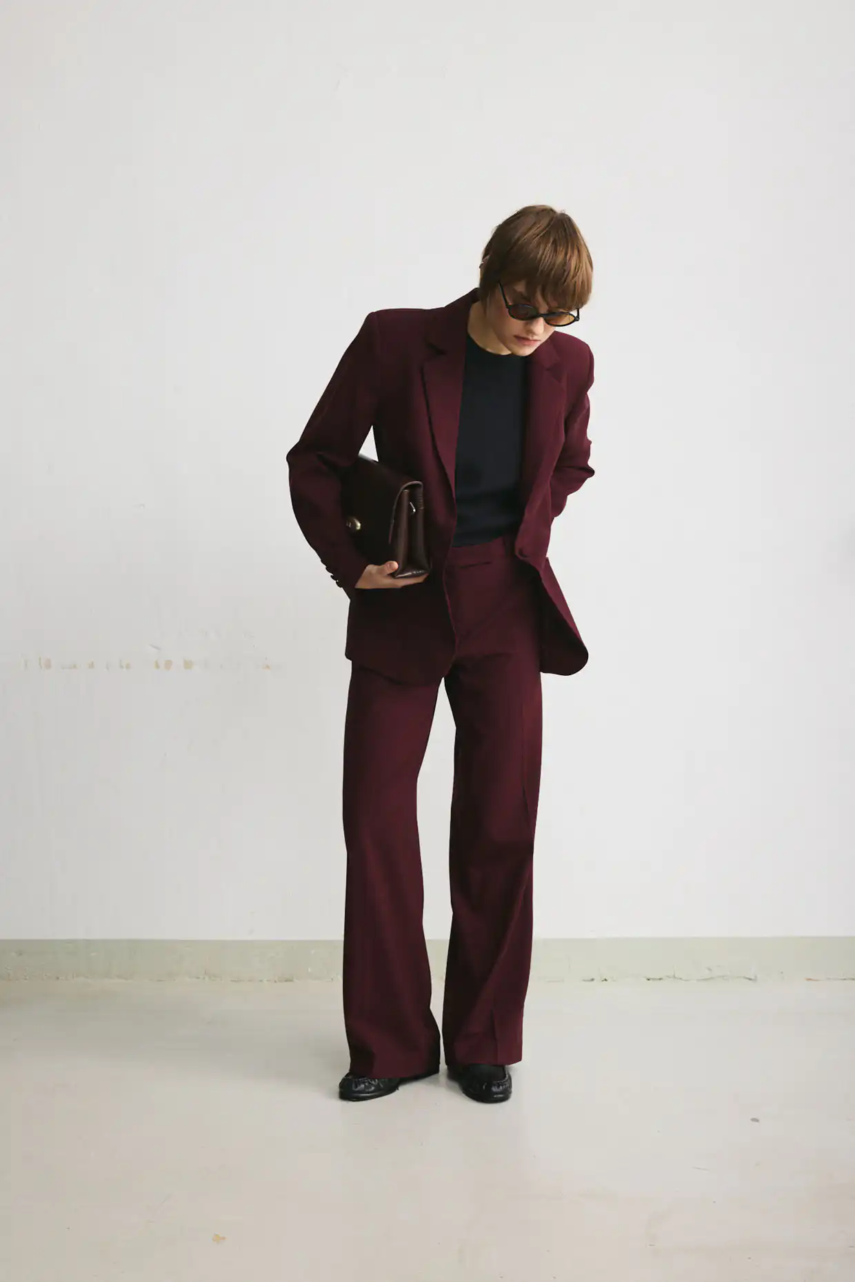 Burgundy tailored wool blazer by FUSSÉT - Image 2